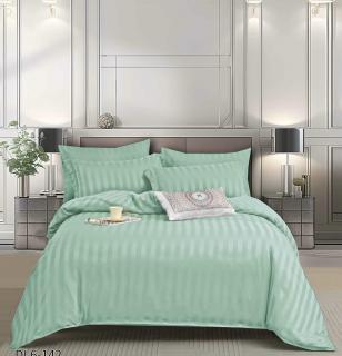 Lenjerie Din Damasc Satinat Cu Elastic 6 Piese - Verde Pal