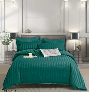 Lenjerie Din Damasc Satinat Cu Elastic 6 Piese - Verde Smarald