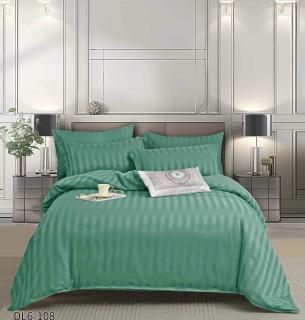 Lenjerie Din Damasc Satinat Cu Elastic 6 Piese - Verde