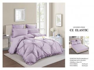 Lenjerie Din Finet Cu Elastic Model Inimioare Brodate - Lilac