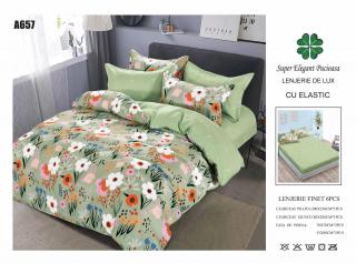 Lenjerie Din Finet Cu Elastic - Verde Floricele Mici