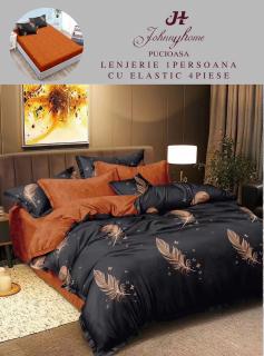 Lenjerie Din Finet Satinat 1 Persoana Cu Elastic - Pene