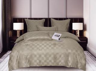 Lenjerie Jacquard Satinat Cu Elastic - Kaki Patratele