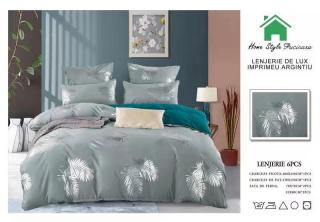 Lenjerie Pat Finet Premium Imprimeu Silver - Feathers