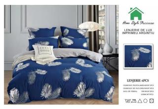 Lenjerie Pat Finet Premium Imprimeu Silver - Light Feathers