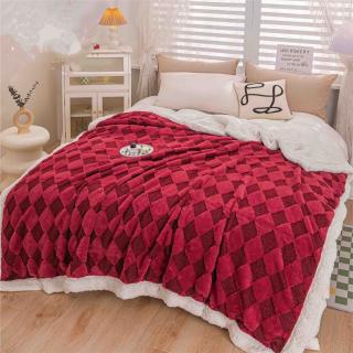 Patura Cocolino Cu Blanita Rabbit Carouri - Cherry Red