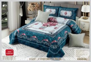 Set Cuvertura Din Catifea 5 Piese - Turcoaz Floral