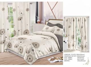 Set Lenjerie Si Draperii  Bumbac Tip Finet - Bej Papadie