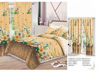 Set Lenjerie Si Draperii  Bumbac Tip Finet - Gradina Florala