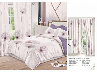 Set Lenjerie Si Draperii  Bumbac Tip Finet - Lila Papadie
