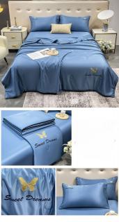 Set Luxury Matase Cu Pilota Subtire - Bleu