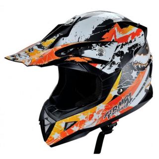 Casca moto ATV integrala Hecht 53915 design mozaic portocaliu marimea xl