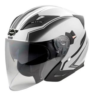 Casca moto scuter HECHT 51627L, design modern, alb-negru, marimea L 59-60 cm