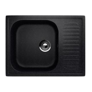 Chiuveta compozit ES-18-308 dreptunghiulara neagra cu picurator 640x490mm ECOSTONE ELEFANT
