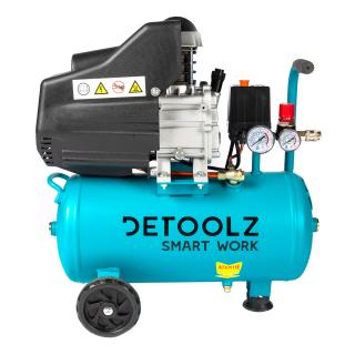 Compresor Detoolz 24L cu ulei, 1500 W, debit 160L min, 8 bar, 2 prize de aer