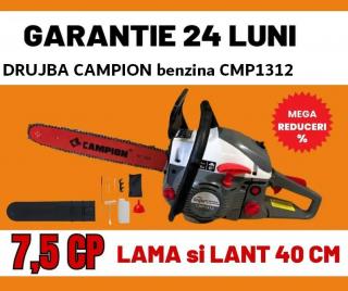 Drujba cu lant pe benzina 7.5CP Campion, 2 timpi, 40 cm lungime lama, lant 32 dinti, pornire easy start