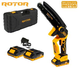 Fierastrau cu Lant ROTOR RMC21-8, 21V, Motor Brushless, Viteza 12 m s, Taiere Precisa de 125 mm ,   Set Complet cu 2 Acumulatori si Cutie de Transport