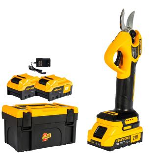 Foarfeca electrica MOTOR BRUSHLESS - ROTOR RSB21 ,  2 acumulatori 21V 3 Ah 600W, Taiere Precisa de Pana la 25 mm, Autonomie Extinsa pentru Gradinarit Eficient - Copie