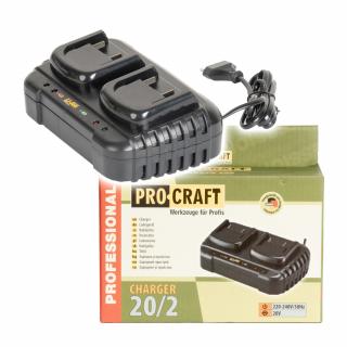 Incarcator dublu pentru acumulatori Procraft  20 2 20V, 4Ah ,   Eficienta si siguranta maxima!