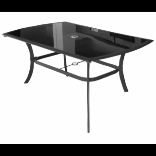 Masa pentru gradina si terasa HECHT SHADOW TABLE, blat din sticla neagra securizata, cadru din otel-aluminiu, 150 x 90 x 72 cm