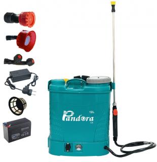 Pompa de stropit electrica Micul Fermier GF-1516 by PANDORA 12L, vermorel electric cu acumulator de 12V 8Ah 5,5 bar si regulator de presiune + 3 duze incluse