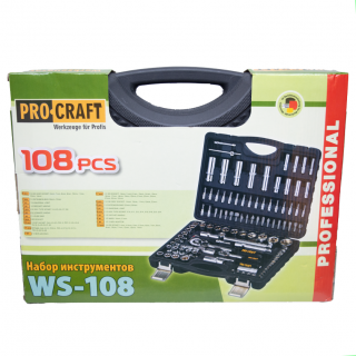 Trusa chei tubulare Procraft WS108, 108 piese, Chei Capete Surubelnita Crom Vanadium