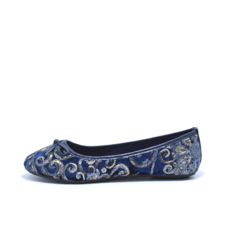 Balerini bleumarin, broderie si paiete, Topway 754613, marimi 36-41