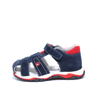 Sandale baieti din piele, Happy Bee 610294, navy-rosu, 25-30