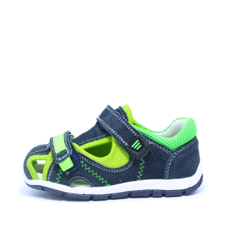 Sandale baieti din piele Happy Bee 944454, navy-verde, marimi 20-25