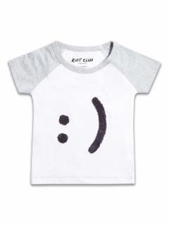 Tricou Smiley alb gri 2-8 ani