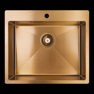 Chiuveta de bucatarie din inox Marmara , 59 x 51 cm, adancime 19 cm, incastrabila, Gold Cupru