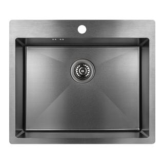 Chiuveta de bucatarie din inox Marmara , 59 x 51 cm, adancime 19 cm, incastrabila, Gri Grafit