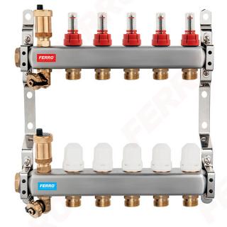 Distribuitor colector asamblat din inox 3 cai FERRO