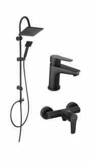 Pachet sistem de dus+baterie lavoar FERRO SQUERTO+RITTO BLACK NP22BL+BTR2BL+BTR7BL
