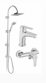 Pachet sistem de dus+baterie lavoar FERRO SQUERTO+RITTO CROM NP22+BTR2+BTR7