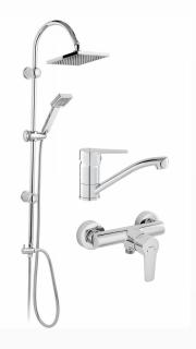 Pachet sistem de dus+baterie lavoar FERRO SQUERTO+RITTO CROM1 NP22+BTR7+BTR2A