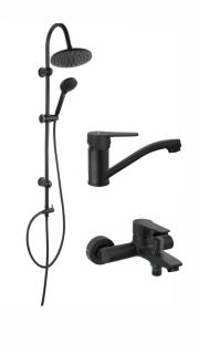 Pachet sistem de dus cada si baterie lavoar FERRO RONDO+RITTO BLACK1 NP21BL+BTR1BL+BTR2ABL