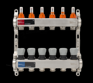 Set distribuitor INOX cu debitmetre 1  - 6 cai