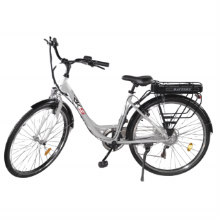 Bicicleta Electrica 25 km h, RKS ZF6, alb, roti 28 inchi, autonomie 35km
