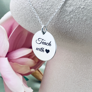 Colier argint personalizat Cadou Profesoara - Teach with Love