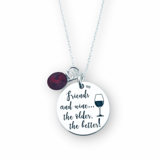 Colier argint personalizat pentru prietena sau sora Friends and Wine...