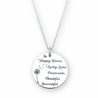 Colier personalizat argint Be Happy, Brave, Lucky