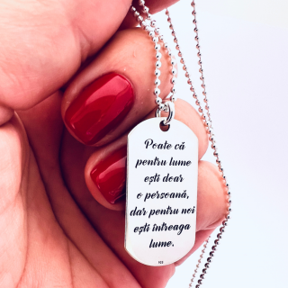 Colier placuta argint army personalizata - Intreaga lume...