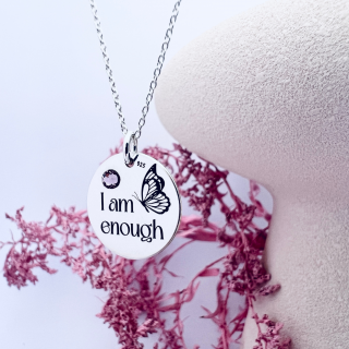 I am Enough - Colier argint personalizat dama cu cristal