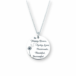 Lantisor argint personalizat Be Happy, Brave, Lucky