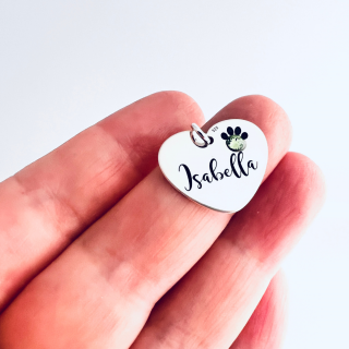 Medalion argint personalizat inima si cristal - Pentru pisicuta ta