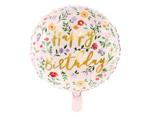 Balon Folie Happy Birthday Floral - 45 cm