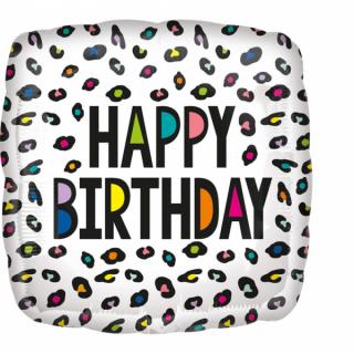 Balon Folie Happy Birthday Rainbow Leopard - 46 cm