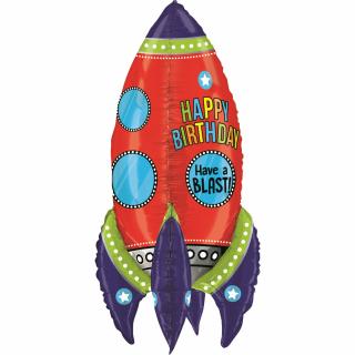 Balon Folie Racheta Happy Birthday - 91 cm