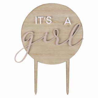 Decoratiune Tort It s a Girl, Lemn